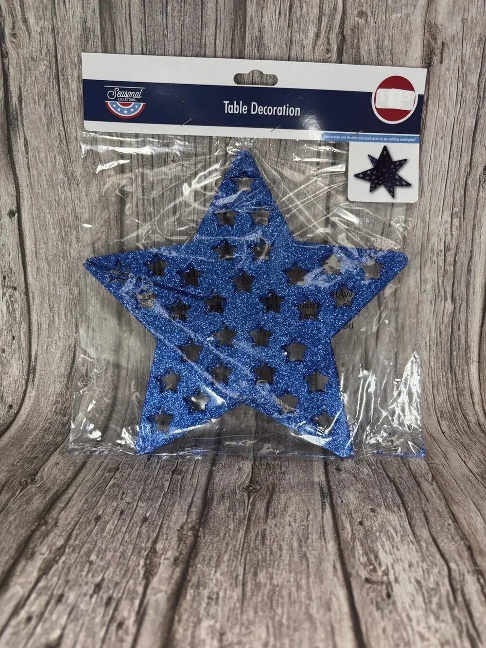 3-D Blue Glitter Star Table Decoration 4TH OF JULY-SHIPS FREE!